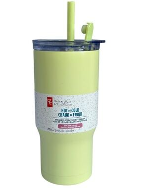 Presidents Choice Travel Tumbler Stainless Steel Dual Hot or Cold Green w. Straw